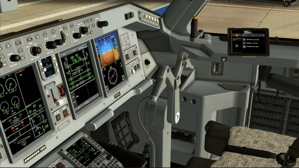 Embraer E190 Flight Procedures Simulation X-Plane 12 cockpit